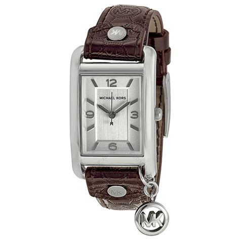 Michael Kors Taylor Silver Dial Brown Leather Ladies Watch 